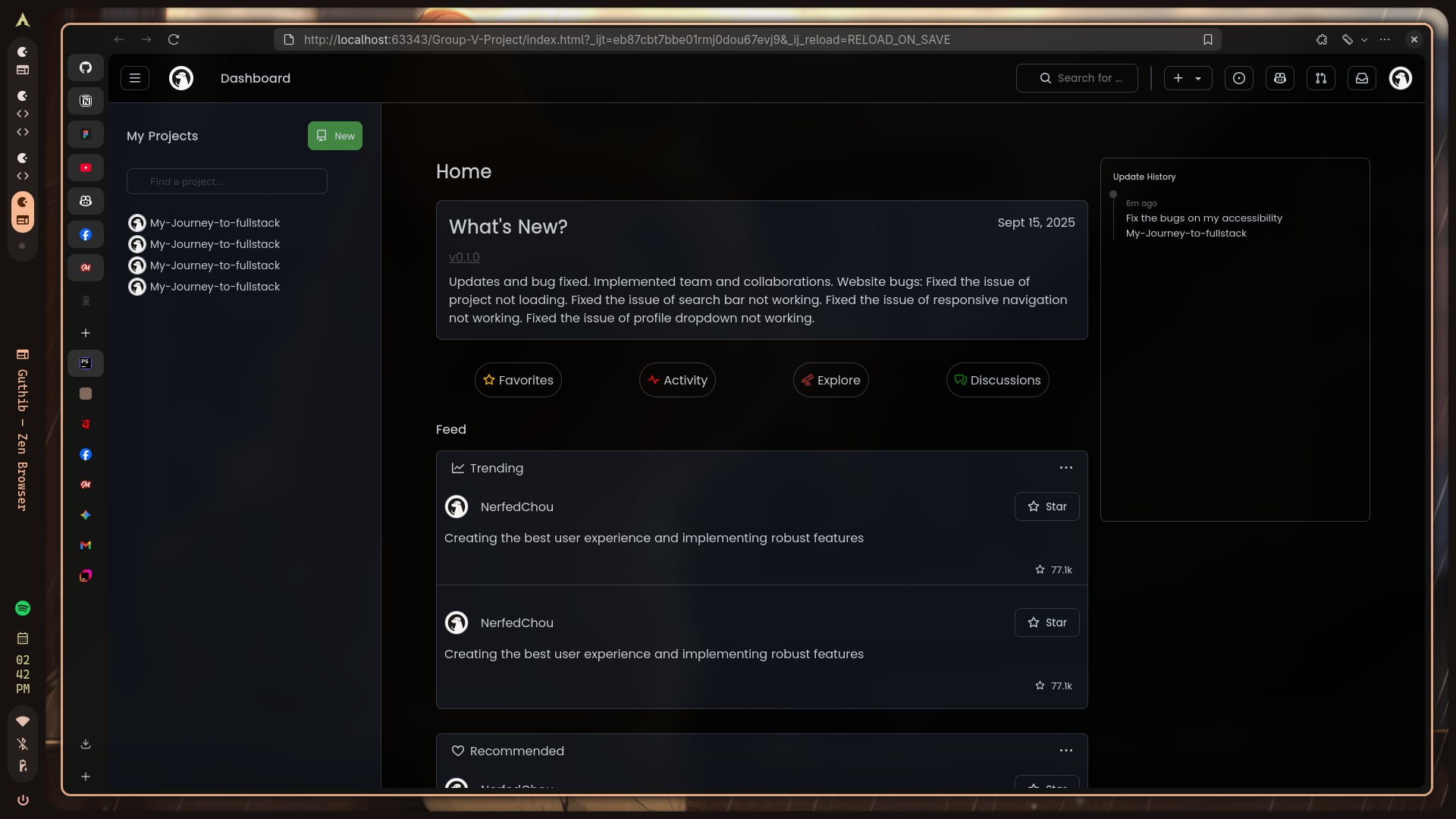 Screenshot of GitHub Clone Website